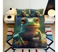 Drap Housse imprimé 3D Grenouille Microfibre Poche Profonde Linge de lit Chambre Grenouille Housse ajustée Matelas antidérapant Lavable Adulte 180x200x25cm