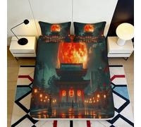 Drap Housse imprimé 3D lanternes Nocturnes Microfibre Poche Profonde antidérapant lanternes Housse Matelas complète Chambre 90x200x25cm