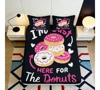 Drap Housse imprimé 3D Motif Donuts Microfibre Poche Profonde Ensemble literie Chambre Donuts Housse Matelas antidérapante enveloppante Lavable pour Adultes Jeunes 90x200x25cm