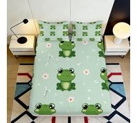 Drap-Housse imprimé 3D Motif Grenouille Microfibre Poche Profonde antidérapant Chambre Adulte Jeune Grenouille Protection Matelas Mattress Fitted Cover Lavable 200x200x25cm