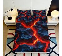 Drap Housse imprimé 3D Motif Magma Microfibre Poche Profonde Ensemble literie Chambre Elastic Hem Mattress Fitted Cover Adulte 160x200x25cm