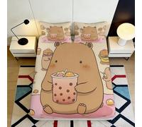 Drap-Housse Imprimé 3D Ours Mignon Microfibre Grande Profondeur Antidérapant Linge de Lit Chambre Housse de Matelas Cartoon Doux Lavable 140x200x25cm