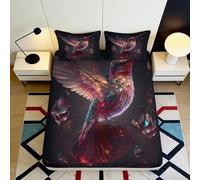 Drap Housse imprimé 3D Plumes d’Oiseau Microfibre Grande Poche Ensemble Chambre Plume Housse Matelas antidérapant 140x200x25cm