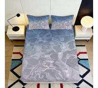 Drap Housse imprimé 3D Vague d'eau Microfibre Surface Bleue Reflection protège-Matelas antidérapant Lavable 120x200cm 200x200x25cm