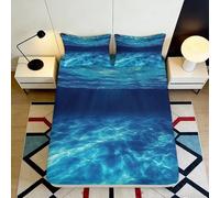 Drap-Housse Imprimé 3D Vague Océan Microfibre Bord Elastique Antidérapant Chambre Parure de Lit Océan Mattress Fitted Cover Protection Matelas 90x200x25cm