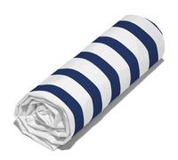 Drap housse imprimé 90x200 cm 100% coton biologique AIR à rayures Bleu marine et Blanc Bonnet 30 cm