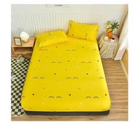 Drap Housse imprimé Drap-Housse Double avec Housse élastique imprimée de Fleurs Bleues, Matelas réactif en Lin Simple/Queen/King, 180(Color 15,Full138x190x30cm)