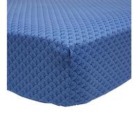 Drap Housse imprimé en Bambou, Camille, 140 x 190 cm, Origin, Bleu Marine