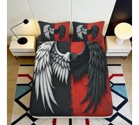 Drap Housse imprimée 3D Ailes Ange démon Microfibre Poche Profonde Chambre Ailes Ange Matelas Fitted Cover pour Adulte 90x200x25cm