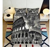 Drap Housse imprimée 3D Monument Romain Microfibre Grande Poche antidérapant Chambre thème Rome Mattress Fitted Cover pour Adulte Lavable Protection Matelas 180x200x25cm