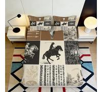 Drap-Housse Inspiration Cavalier rétro, Microfibre Soft Touch, Impression 3D Printed, Anti-dérapant, Easy to Remove, adapté à Guest Room Bedding 90x200x25cm