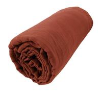 Drap housse - INTEX DECO - 180 x 200 cm - Gaze de coton bio - Orange terracotta - Bonnet 30 cm
