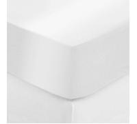 Atmosphera Drap housse Satine 140 x 190 cm Blanc