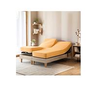 Drap housse jaune moutarde pour lit articulé jersey extensible 2x80x200
