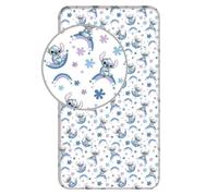 Disney Stitch Drap housse Stitch "Rainbow" 90x200 cm 100% coton Blanc