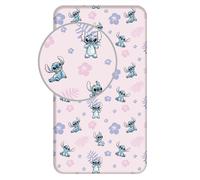 Jerry Fabrics Drap-housse Disney Lilo et Stitch avec fleurs 90 x 200 + 25 cm 100 % coton