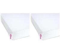 Drap-Housse Jersey babybay Deluxe adapté aux modèles Maxi, Midi, Boxspring, Comfort et Comfort Plus, Blanc, 89 x 50 cm (1 Pack) (Lot de 2)