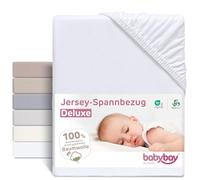 Drap-housse jersey babybay deluxe convient pour le modèle Original, blanc, 81 x 43 cm (1 pack)