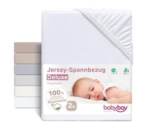 Drap-housse jersey babybay deluxe double pack convient pour le modèle Original, blanc, 81 x 43 cm (pack double)