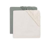 Drap-Housse Jersey Jollein - pour Lit Enfant - Sea Green/Ivory - Lot de 2-60x120cm - Drap-Housse en Coton - Certifiée Oeko-TEX