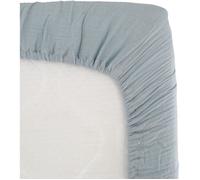 Drap housse lange - DOMIVA - 70x140 cm - Bleu vintage - Gaze de coton