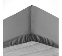 Douceur d'Intérieur Drap housse Lina 140 x 190 cm Bonnet 30 cm 100% coton Anthracite