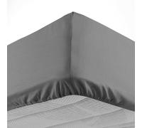 Douceur d'Intérieur Drap housse Lina 140 x 190 cm Bonnet 30 cm 100% coton Anthracite
