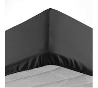 douceur d'intérieur, Drap Housse (180 x 200 cm) Lina Noir, 100% Coton