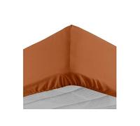 Douceur d'Intérieur, Drap Housse 100% Coton, 160 x 200 cm, Lina, Caramel, 2 Personnes, Bonnet 30 cm, Doux, Facile d'entretien