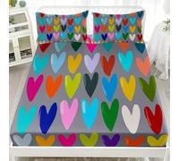 Drap-Housse Lit 2 Personnes 200x200 cm Art Amour Simplicité Drap de en Microfibre Doux Respirant à 30 cm de Hauteur de Matelas avec élastique sur Tout Le Pourtour, Coloré