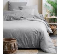 Drap housse - LOVELY CASA - Uni - Coton bio - Gris Perle - 140x190 cm - Lavable 40°C