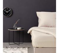 Drap-Housse Luxueux en Satin, 100% Coton, crème, 150 x 200 + 30 cm, 210 Fils au Pouce carré, 125 g/m², Lavable en Machine à 30°C, Doux et Durable