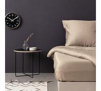 Drap-Housse Luxueux en Satin pour lit Super King Size (FR/IT/ES/DE) - 100% Coton, 180 x 200 + 30 cm, 125 g/m², Couleur Beige élégante, Parfait pour Le Confort et Le Style