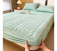 Drap-housse luxueux en velours antidérapant et lavable, protecteur de literie en peluche douce pour toutes les saisons (150 x 200 cm)