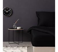 Drap-Housse Luxueux satiné Queen XL, 100% Coton, 150 x 200 + 40 cm, 210 Fils, Lavable en Machine à 30 °C, Couleur Noire élégante pour Un Confort Ultime
