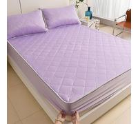 Drap-housse matelassé au toucher frais - Protection de matelas d'été, unie, respirante, rafraîchissante, douce, antidérapante, pour chambre à coucher climatisée (violet, 180 x 200 cm)