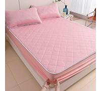 Drap-housse matelassé au toucher frais - Protection de matelas d'été, unie, respirante, rafraîchissante, douce, antidérapante, pour chambre à coucher climatisée (rose clair, 150 x 200 cm)