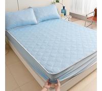 Drap-housse matelassé au toucher frais - Protection de matelas d'été, unie, respirante, rafraîchissante, douce, antidérapante, pour chambre à coucher climatisée (bleu ciel, 180 x 200 cm)