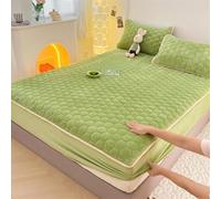 Drap-Housse matelassé épais sans taie d'oreiller, surmatelas Double en Peluche, Drap en Velours, Housse de lit Extensible Chaude d'hiver pour Lits Simples, Doubles, King