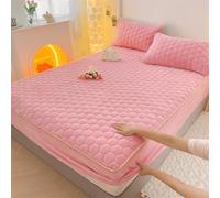Drap-Housse matelassé épais sans taie d'oreiller, surmatelas Double en Peluche, Drap en Velours, Housse de lit Extensible Chaude d'hiver pour Lits Simples, Doubles, King