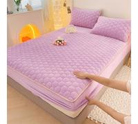 Drap-Housse matelassé épais sans taie d'oreiller, surmatelas Double Moelleux, Drap en Velours, Housse de lit Extensible Chaude pour l'hiver pour Lits Simples, Doubles, ki