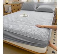 Drap-Housse matelassé Extensible, Housse de Matelas Douce for Chambre, séjour chez l'habitant et Maison de Vacances, literie Confortable et élégante.(D,200x220cm)