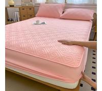 Drap-Housse matelassé Extensible, Housse de Matelas Douce for Chambre, séjour chez l'habitant et Maison de Vacances, literie Confortable et élégante.(E,150x200cm)