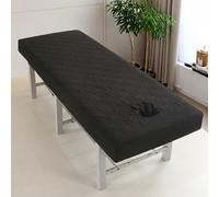 Drap-housse Matelassé For Table De Massage Avec Trou For Le Visage, Bord Élastique, Housse Lit Beauté For Salon Spa, Draps Canapé Lavables Et Réutilisables(Black,60x180cm)