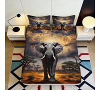 Drap Housse Microfiber 3D Printed éléphant, Non-Glissant, déco Maison