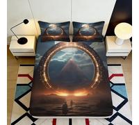 Drap Housse Microfiber Portal Fantasy Impression 3D Pyramide protège-Matelas décor Chambre Cadeau Facile à Entretenir Anti-poussière 90x200x25cm
