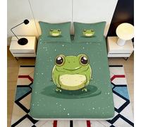 Drap Housse Microfibre 3D Imprimé Grenouille Cartoon pour Chambre Pochette Profonde Antidérapante Grenouille Mattress Fitted Cover Lavable 120x200x25cm