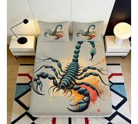 Drap-Housse Microfibre 3D Imprimé Scorpion Grande Profondeur Chambre Literie Housse Intégrale Matelas Scorpion Antidérapant 140x200x25cm