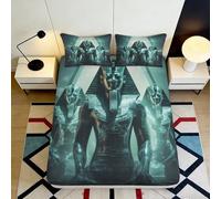 Drap Housse Microfibre Anu yptien Noir 3D Printed Pharaon doré protège-Matelas Cadeau Chambre, Appartement, Mariage 90x200x25cm