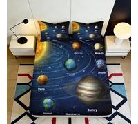 Drap Housse Microfibre Imprimé 3D Système Solaire Poche Profonde Antidérapant Chambre Literie Tous âges Solar Mattress Fitted Cover 160x200x25cm